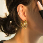Load image into Gallery viewer, Triple Hoop Earring 3 Gold Hoop Earrings