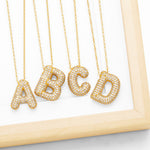 Load image into Gallery viewer, Sparkling Bubble Necklace Inlaid Zirconia Letter