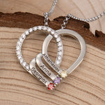 Load image into Gallery viewer, Personalized Name & Birthstone Heart Striped Pendant Necklace
