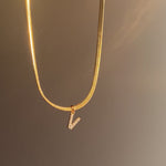 Load image into Gallery viewer, Dainty Diamond Letter Initial Herringbone Necklace