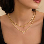 Load image into Gallery viewer, Dainty Diamond Letter Initial Herringbone Necklace