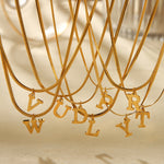 Load image into Gallery viewer, Minimal Serif Letter Initial Herringbone Necklace