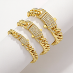 Load image into Gallery viewer, 14k Chunky Diamond Accented Clasp Cuban Link Bracelet