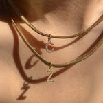 Load image into Gallery viewer, Dainty Diamond Letter Initial Herringbone Necklace