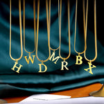 Load image into Gallery viewer, Minimal Serif Letter Initial Herringbone Necklace