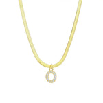 Load image into Gallery viewer, Dainty Diamond Letter Initial Herringbone Necklace