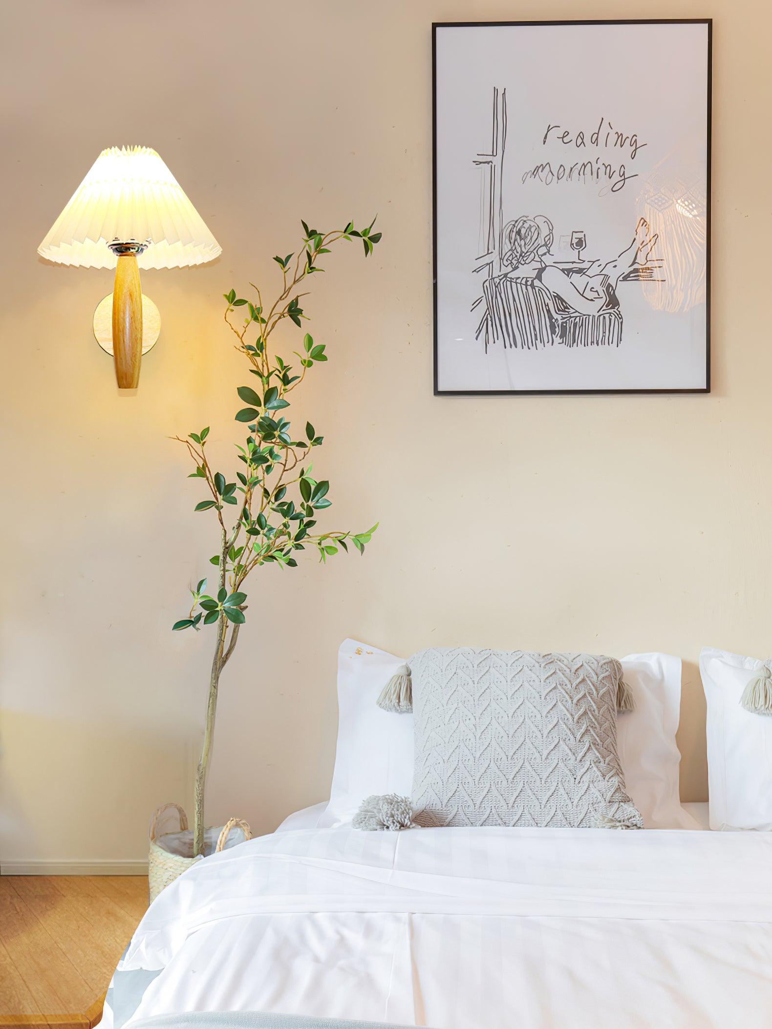 Pleated Oak Contemporary Design Wall Light