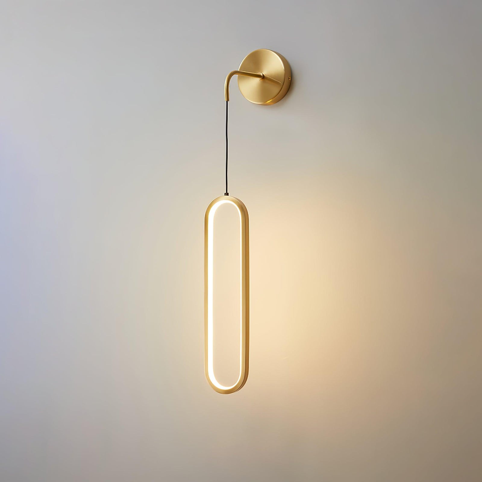 Oval Brass Finish Contemporary Wall Lamp