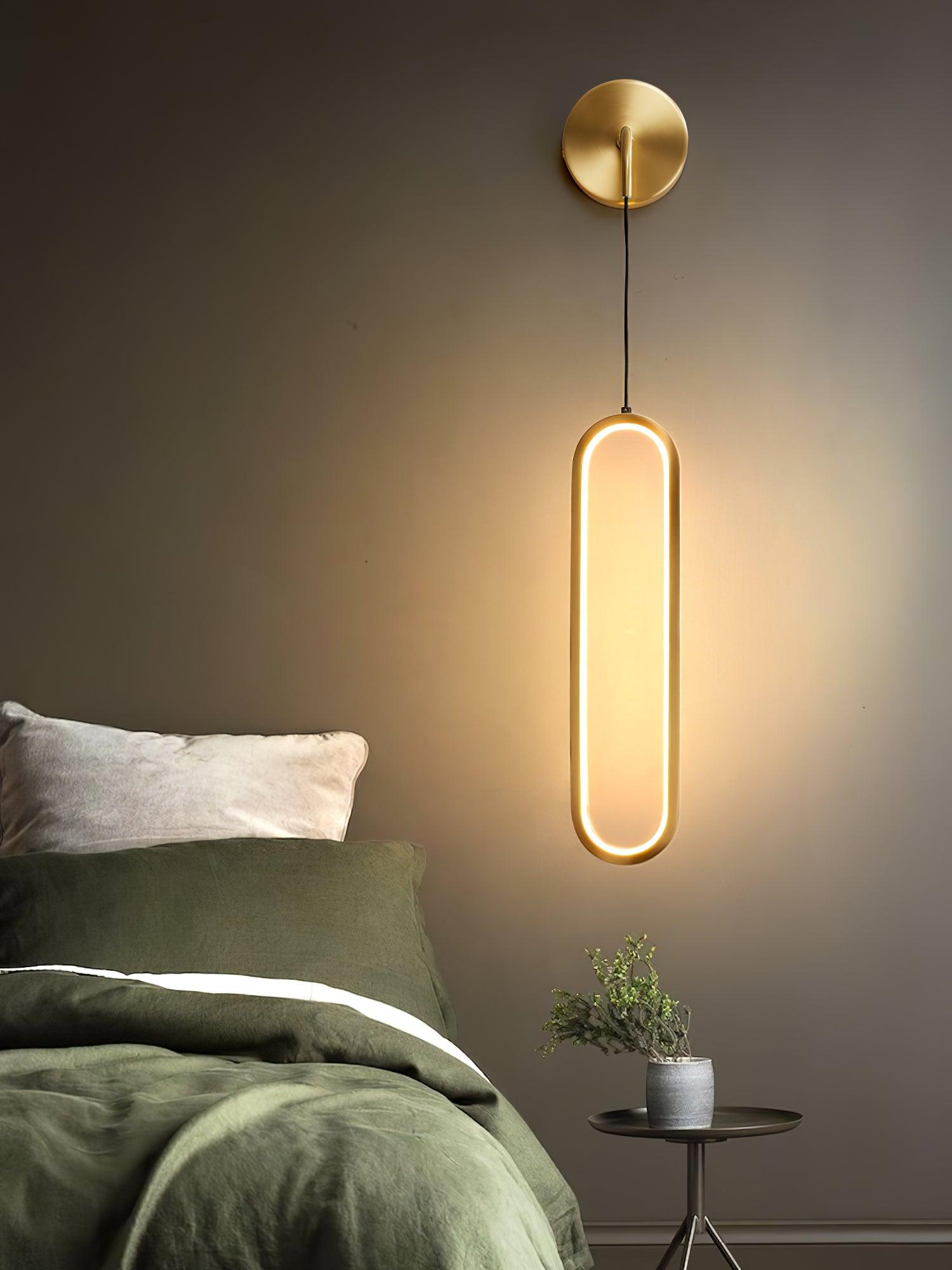 Oval Brass Finish Contemporary Wall Lamp