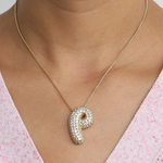 Load image into Gallery viewer, Chunky Bubble Diamond Dazzle Initial Necklaces