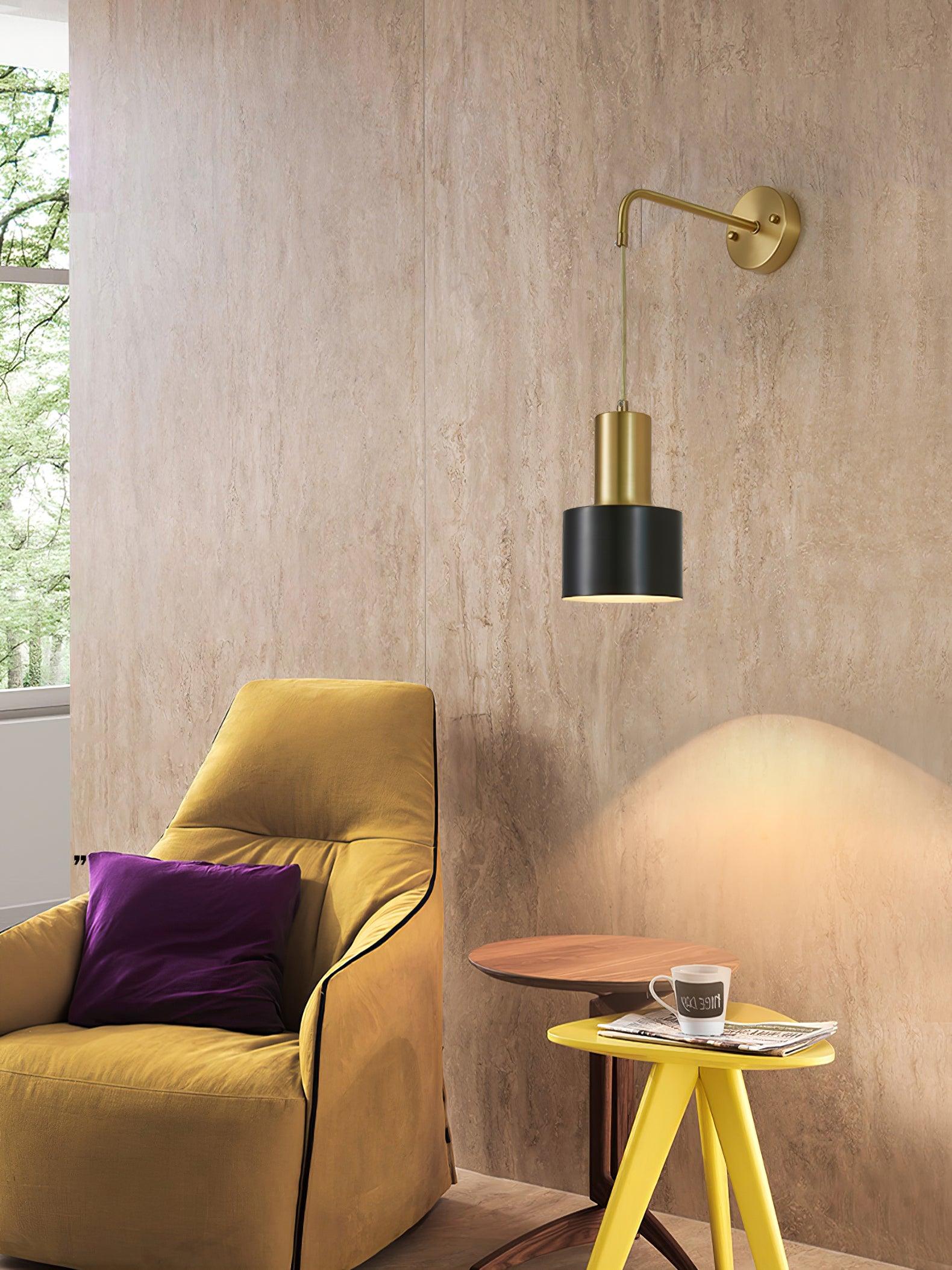 Brass And Matte Black Contemporary Wall Lamp