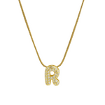 Load image into Gallery viewer, Diamond Bubble Letter Initial Necklace