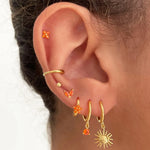 Load image into Gallery viewer, Dainty Huggie Hoop Smiling Sun Earrings