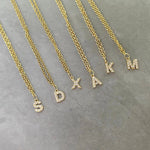 Load image into Gallery viewer, Dainty Zircon Letter Initial, Number, Symbol Chain Necklace