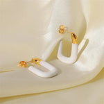 Load image into Gallery viewer, Modern Gold Tips Geometric White Earrings