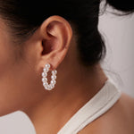 Load image into Gallery viewer, Elegant C Hoop Pearl Earrings