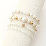 Load image into Gallery viewer, Bold Gold Accented Pearl Bracelet Stack