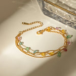 Load image into Gallery viewer, 18k Stacked Curb, Paperclip, & Crystal Bracelet