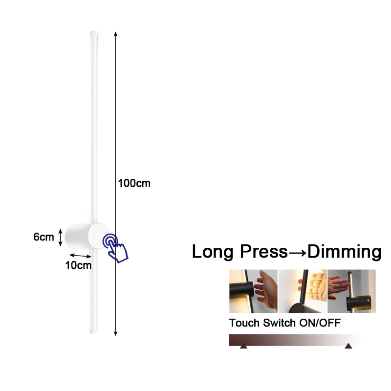 360° Rotatable Touch Dimmable LED Wall Sconce for Bedside & Living Spaces