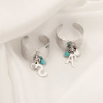 Load image into Gallery viewer, Dainty Adjustable Letter Initial & Heart Pendant Ring