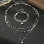 Load image into Gallery viewer, Paperclip & Curb Chain Dainty Pearl Bracelet and Necklace Stack Set