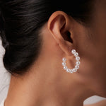 Load image into Gallery viewer, Elegant C Hoop Pearl Earrings