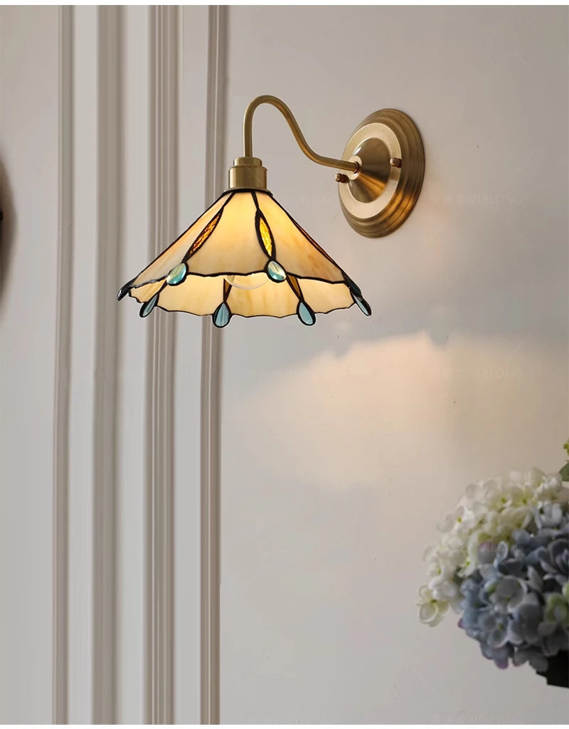 Retro Copper Tiffany Wall Lamp Light Fixture