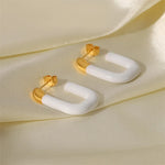Load image into Gallery viewer, Modern Gold Tips Geometric White Earrings