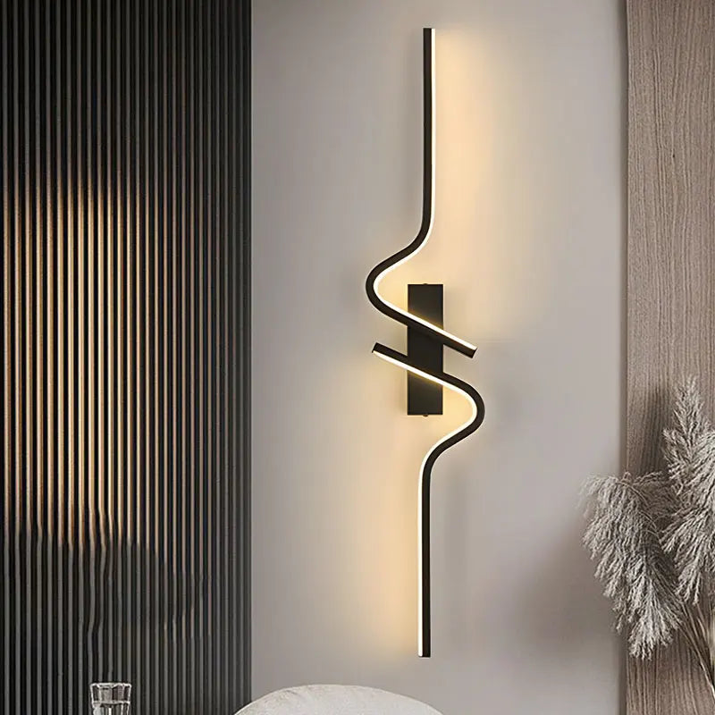 Black Modern Wave Design Indoor Wall Light