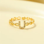 Load image into Gallery viewer, Dainty Diamond Letter Initial Ring