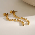 Load image into Gallery viewer, Dainty Golden Bead Tassel Earrings