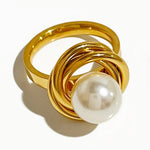 Load image into Gallery viewer, 18k Classy Statement Dual Disc Pearl Ring