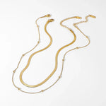 Load image into Gallery viewer, 14k Herringbone & Satellite Chain Necklace Stack