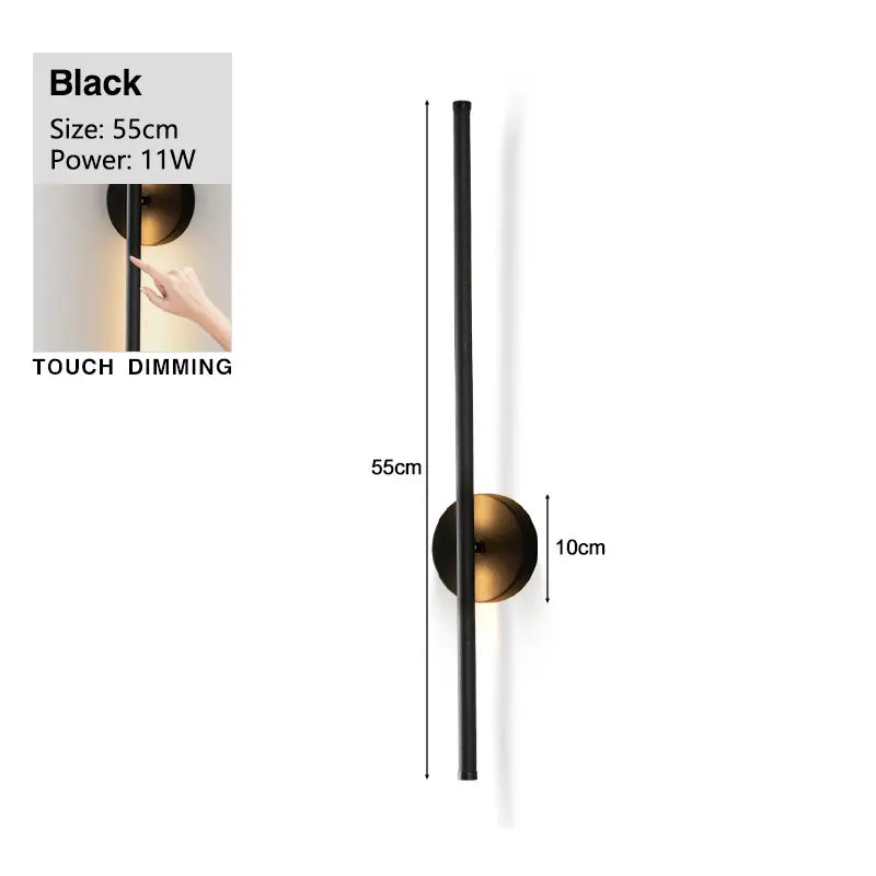 Modern Black 360° Rotatable LED Wall Lamp with Touch Switch