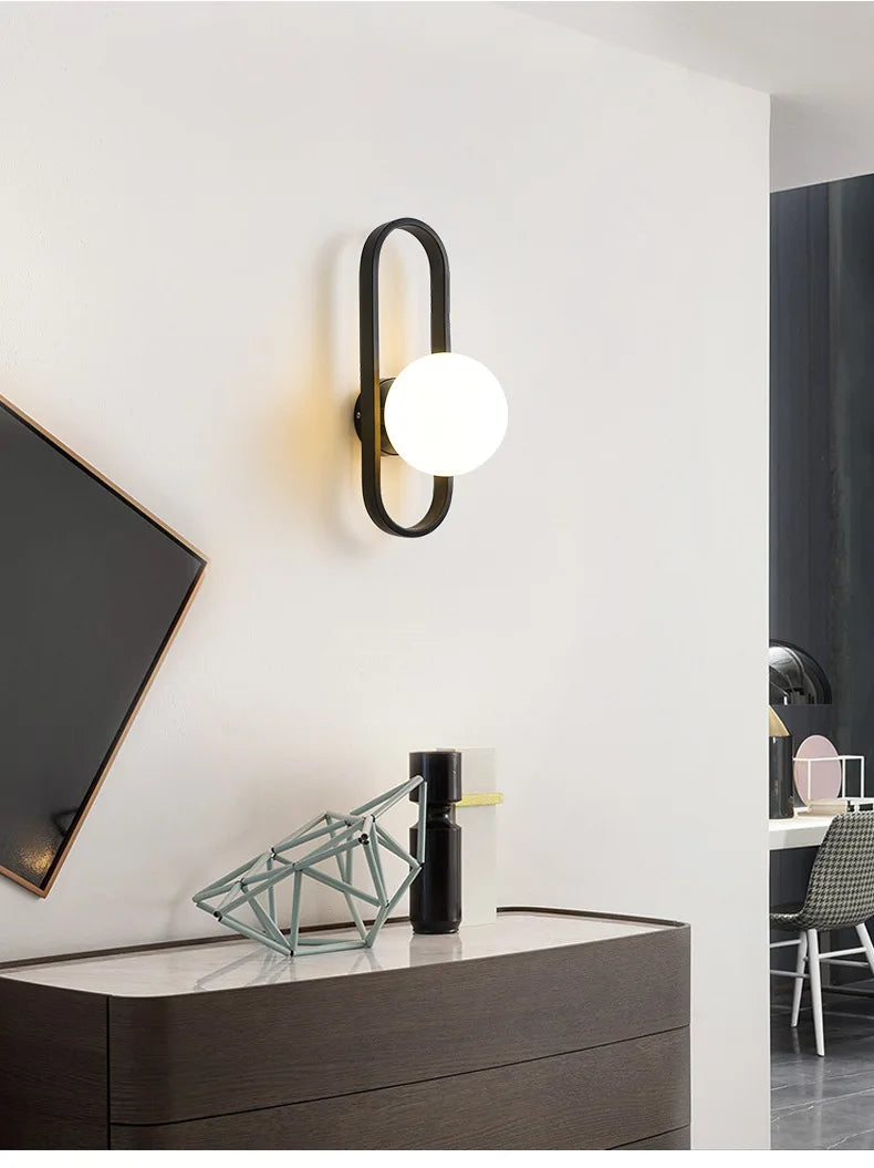 Minimalist Glass Globe Indoor Wall Light Fixture