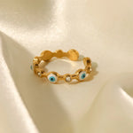 Load image into Gallery viewer, Adjustable Dainty Evil Eye Diamond Ring