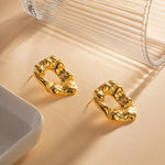 Load image into Gallery viewer, 18k Textured Open Irregular Circle Earrings