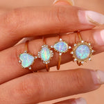 Load image into Gallery viewer, Adjustable Diamond Accented Opal Iridescent Rings