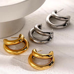 Load image into Gallery viewer, 18k Crescent Outline C Shaped Earrings
