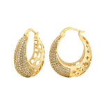 Load image into Gallery viewer, 14k Intricate Half Diamond Hoop Earrings