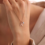 Load image into Gallery viewer, Dainty Serif Initial & Birthstone Necklace