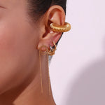 Load image into Gallery viewer, Dainty Two Tone C Hoop Wrapped Earrings