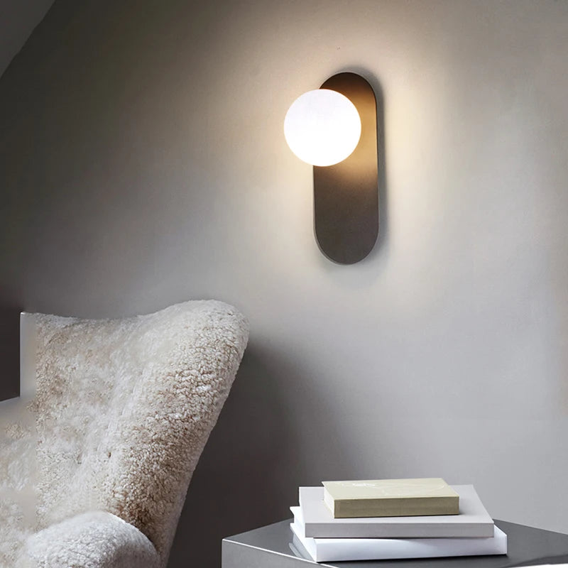 Contemporary Glass Ball Wall Sconce In Gold or Black Accent