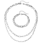 Load image into Gallery viewer, Layered Dual Paperclip Bracelet and Necklace Set