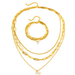 Load image into Gallery viewer, Paperclip & Curb Chain Dainty Pearl Bracelet and Necklace Stack Set
