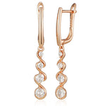 Load image into Gallery viewer, Dainty Dangle Diamonds Swirl Earrings