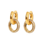 Load image into Gallery viewer, 18k Dainty Huggie Diamond Dangle Earrings