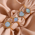 Load image into Gallery viewer, Adjustable Diamond Accented Opal Iridescent Rings