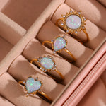 Load image into Gallery viewer, Adjustable Diamond Accented Opal Iridescent Rings
