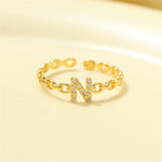 Load image into Gallery viewer, Dainty Diamond Letter Initial Ring